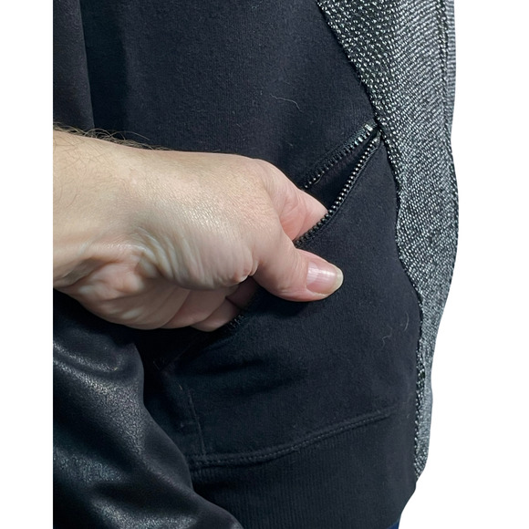 3-FOR-$30 Calvin Klein Sz M Zip-Up Moto Bomber Jacket Faux Leather & Tweed New - Picture 5 of 10